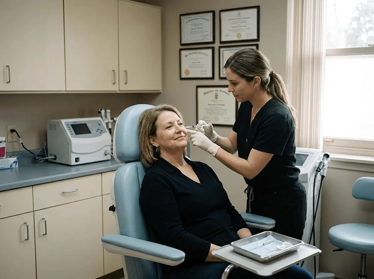 Biostimulatory filler injection in aesthetic clinic