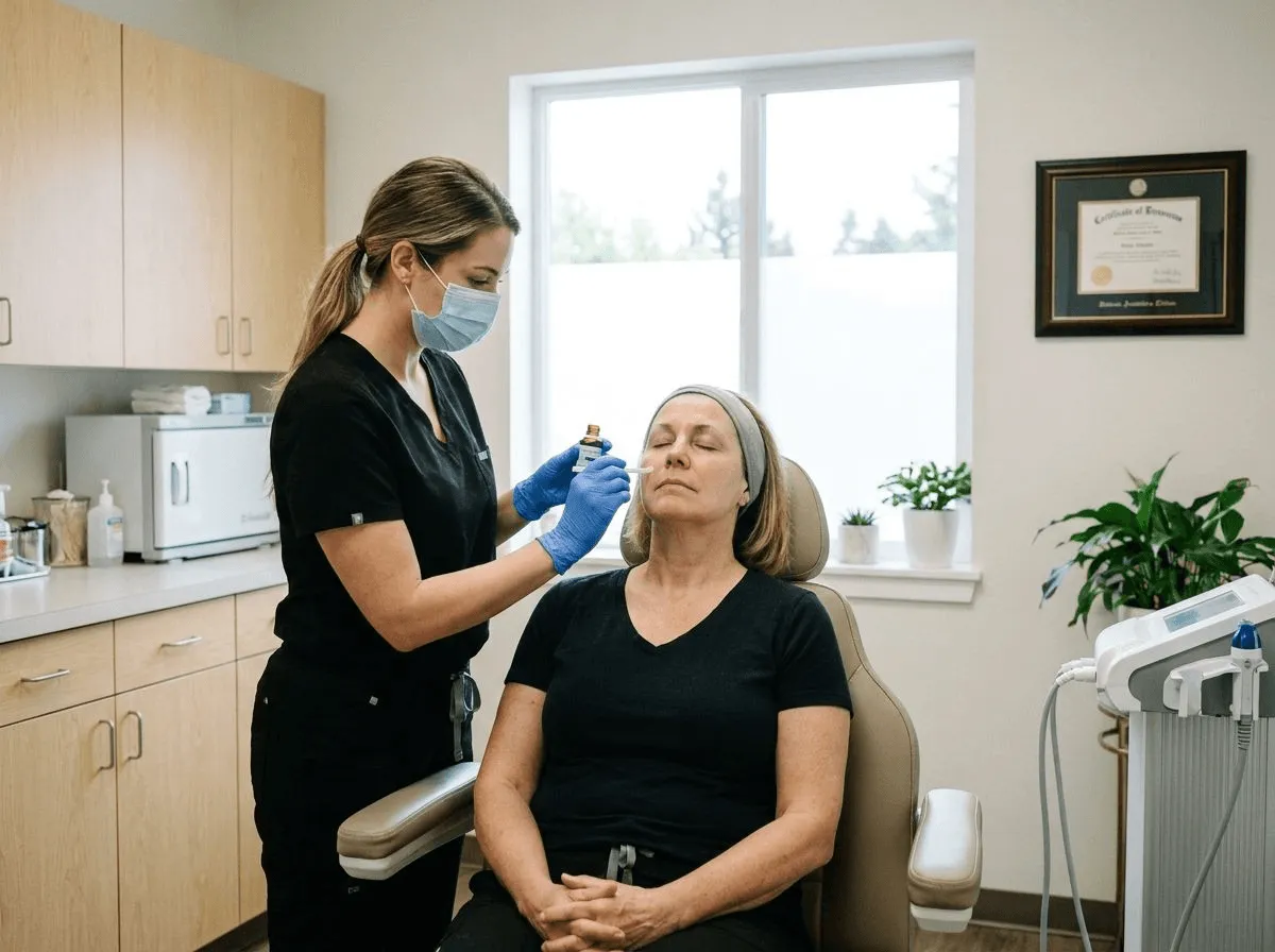 Chemical peel application in luxury spa environment