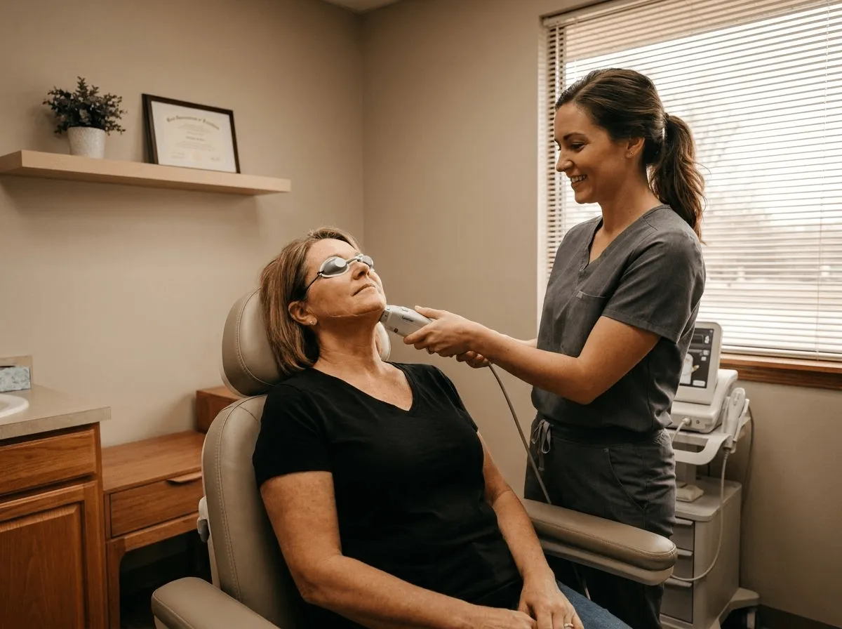 Ultherapy ultrasound treatment on jawline
