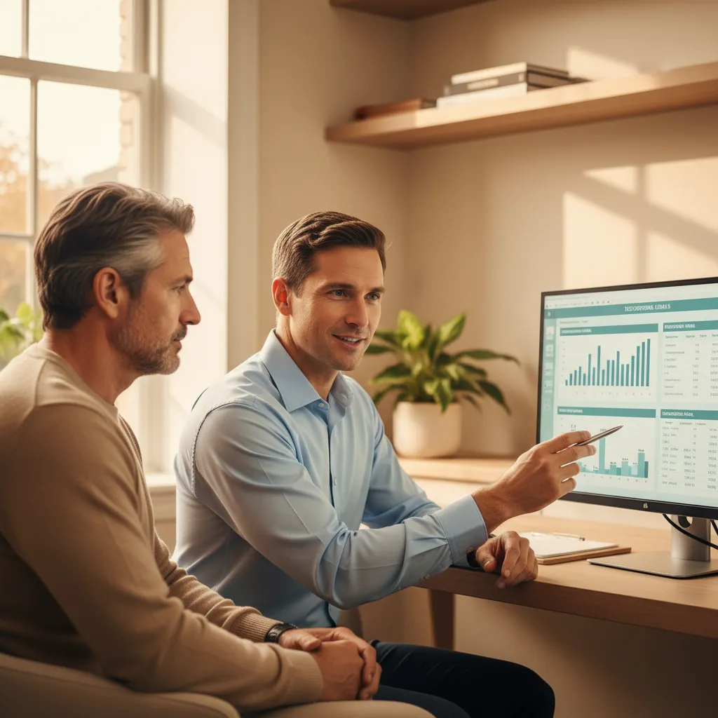 Provider reviewing male hormone lab results during a BHRT consultation