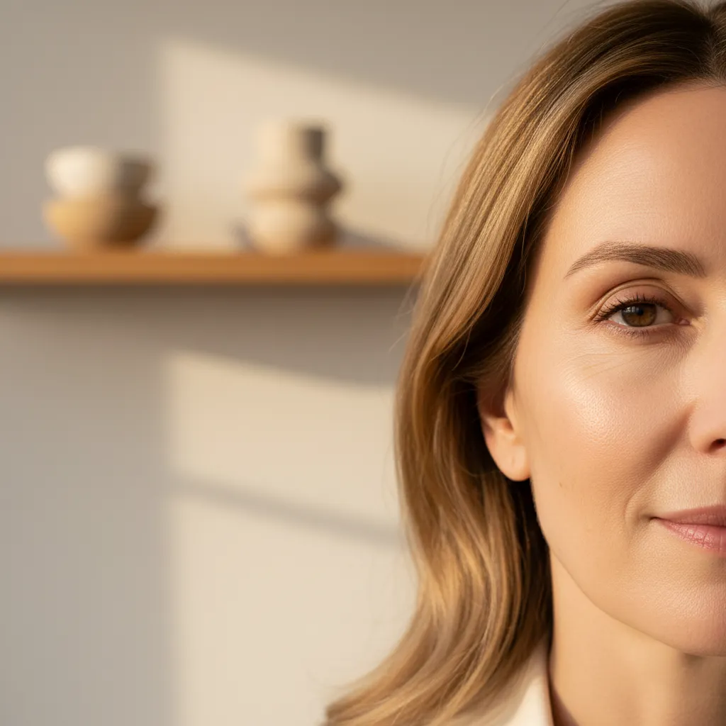 Close-up of smooth, rejuvenated skin showing results of fractional CO2 laser treatment