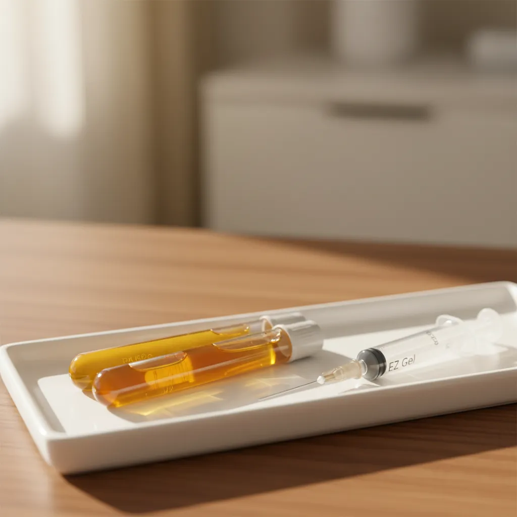 Golden PRF tubes and EZ Gel preparation on a clean treatment tray