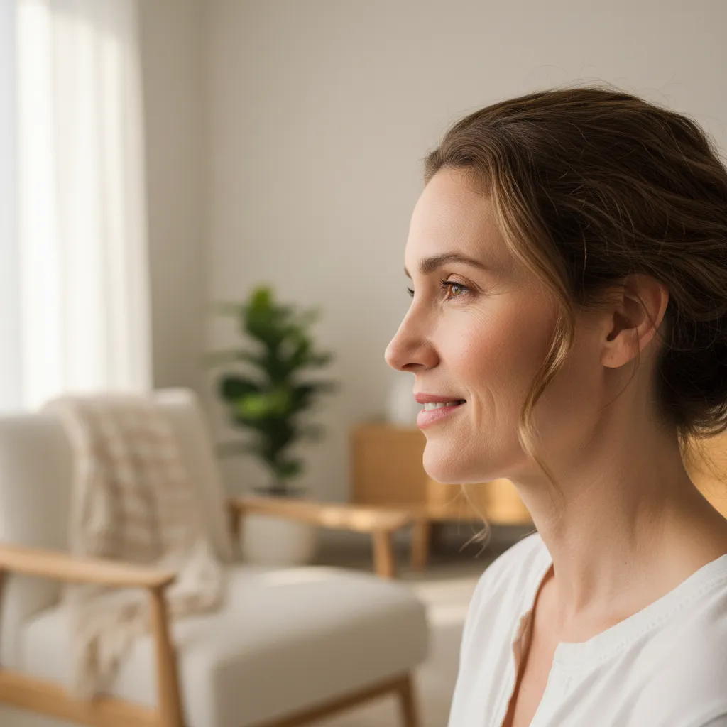 Side profile showing gradual chin fat reduction after multiple Kybella sessions