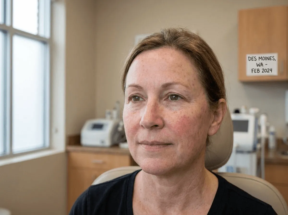 Close-up showing reduction in sun spots and redness after IPL photofacial