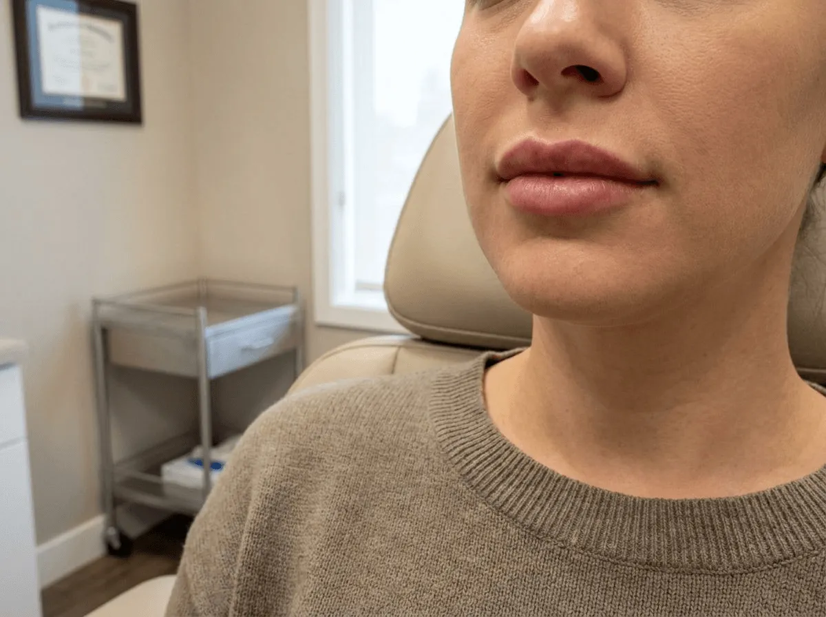Close-up of natural, enhanced lips with subtle volume and definition