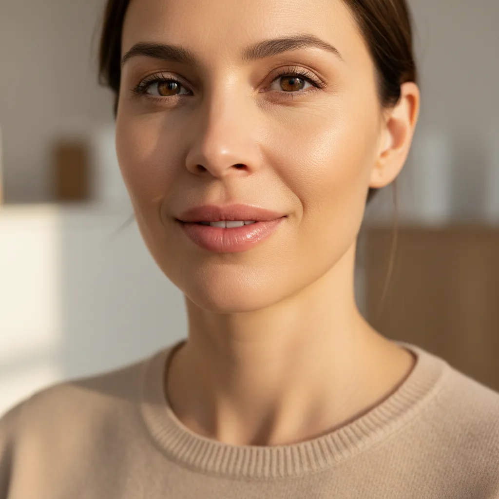 Close-up of natural, enhanced lips with subtle volume and definition