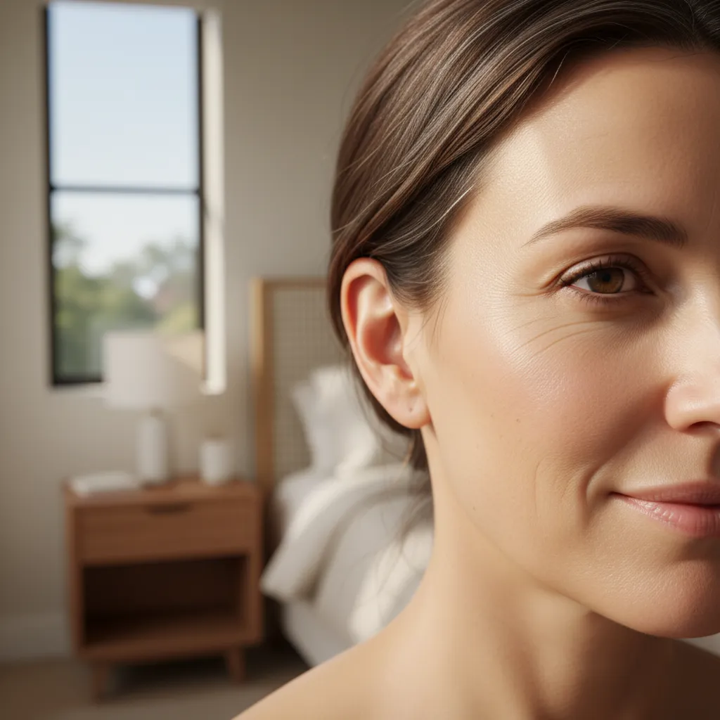 Close-up of smooth, refined skin showing results of RF microneedling treatment