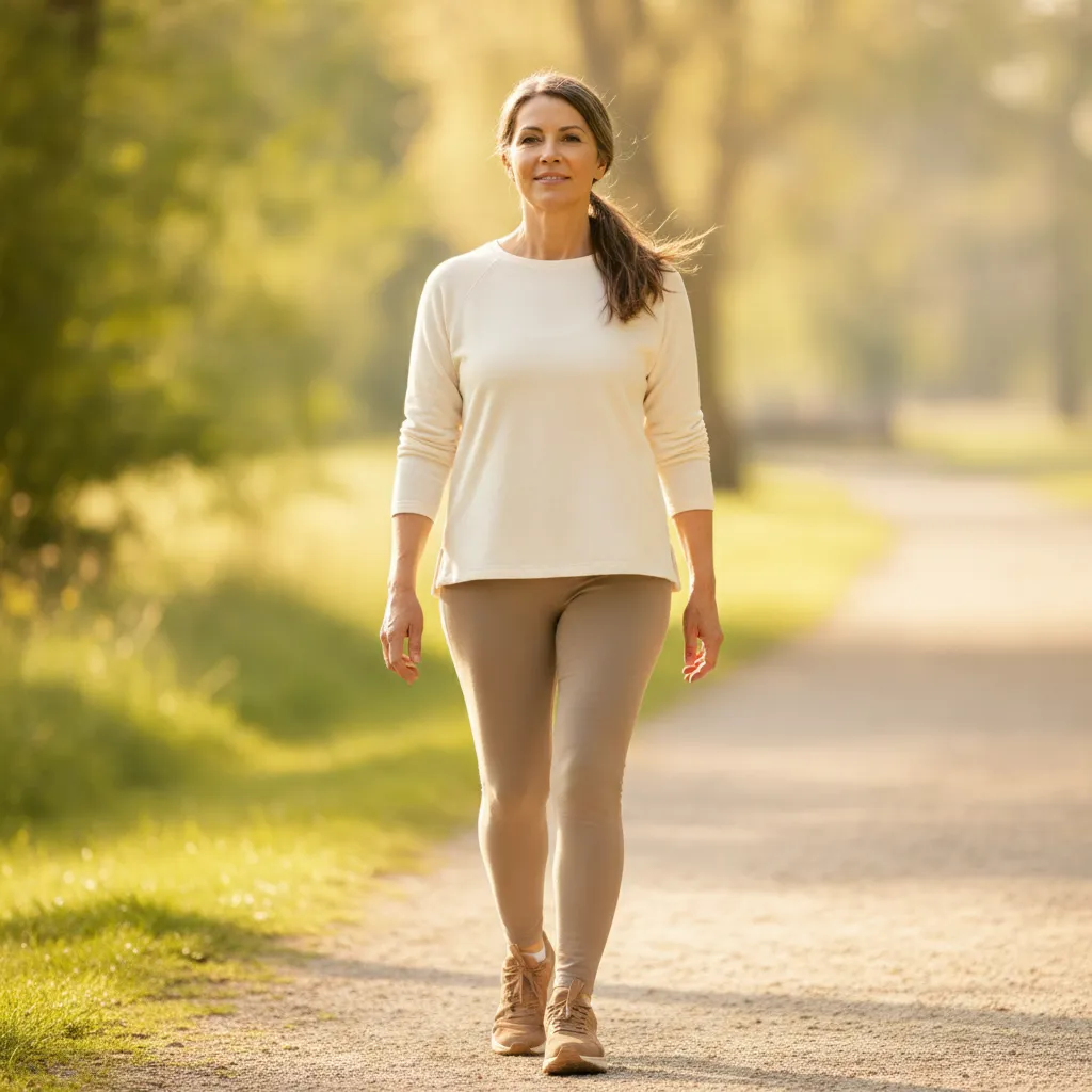 Active adult walking comfortably outdoors after Stemwave therapy for musculoskeletal pain