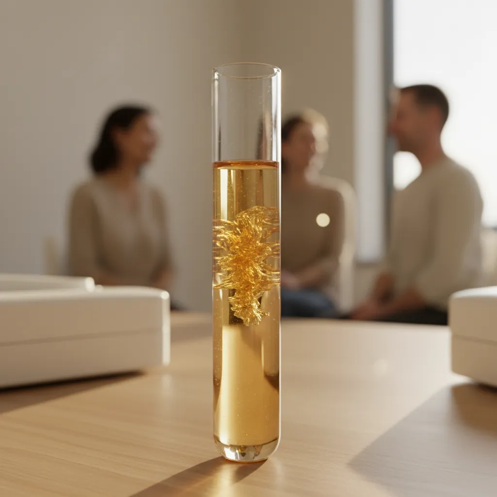 Close-up of PRF tubes showing the amber platelet-rich fibrin used in EZ Gel treatment