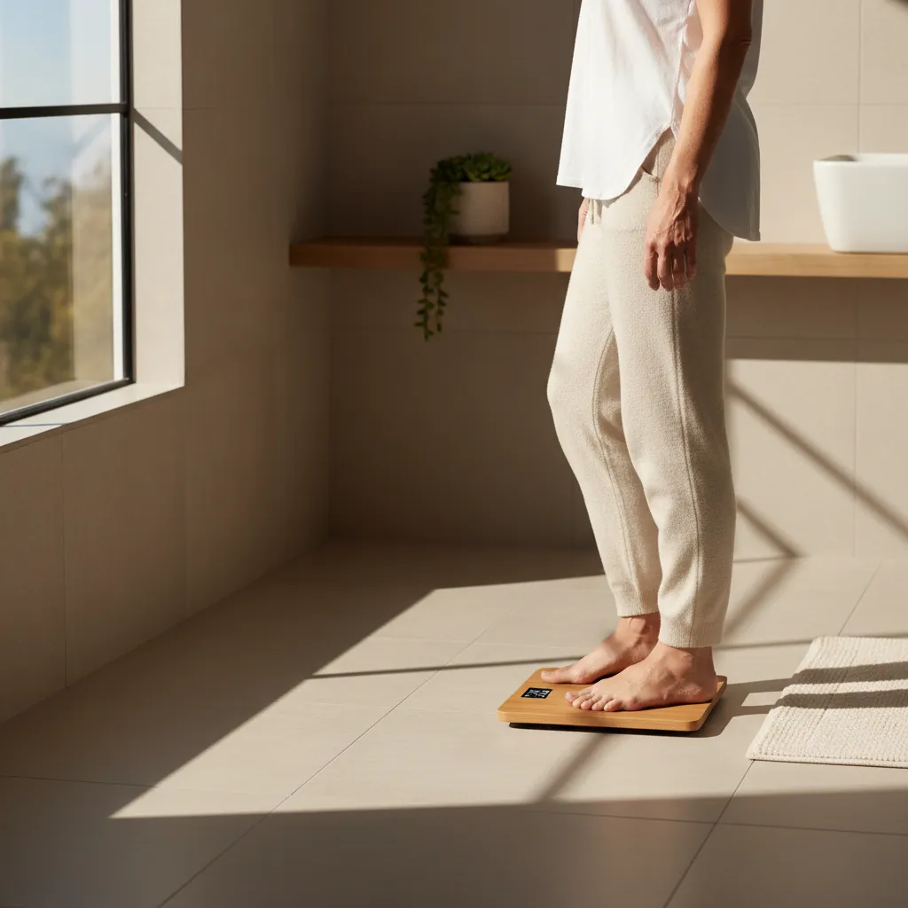 Scale and measuring tape representing weight loss monitoring during treatment