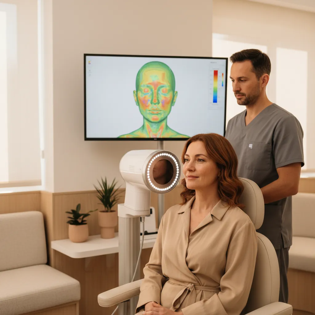 Aura 3D facial imaging scan capturing detailed skin analysis