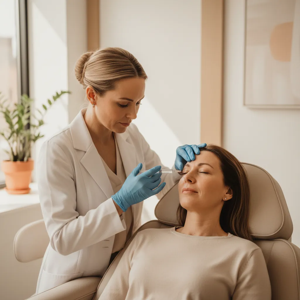 Provider preparing Botox injection in a modern treatment room