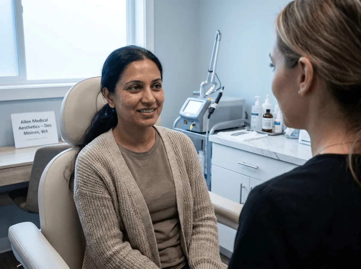 Woman with dramatically improved skin texture after CO2 laser resurfacing at Allen Medical Aesthetics