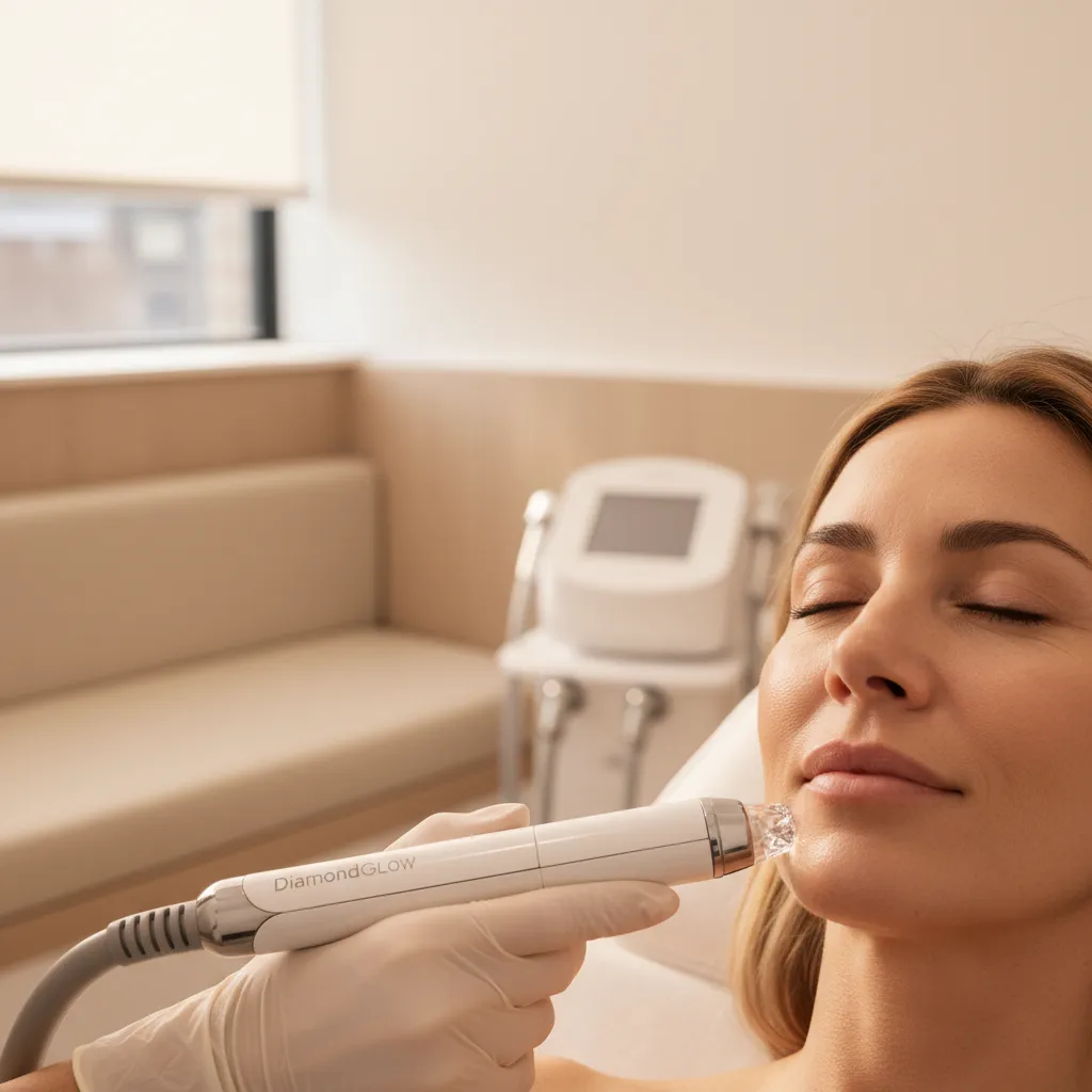 DiamondGlow facial treatment with diamond-tip handpiece
