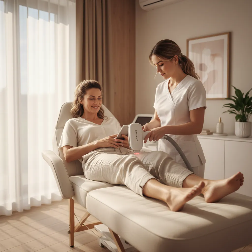 Patient receiving comfortable laser hair removal treatment at Allen Medical Aesthetics