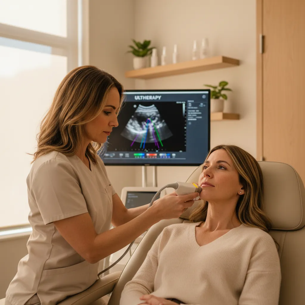 Provider performing Ultherapy HIFU treatment on a patient at Allen Medical Aesthetics