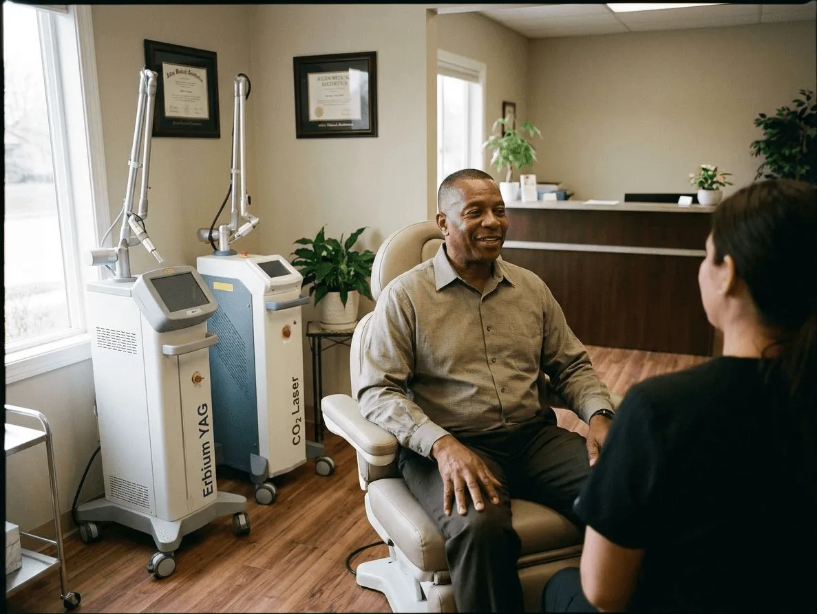 Erbium YAG and CO2 laser devices available at Allen Medical Aesthetics for skin resurfacing