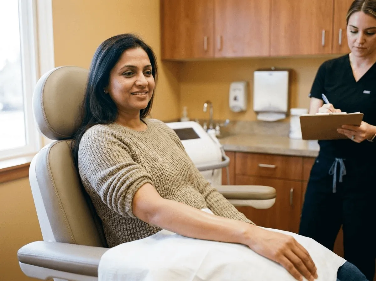 Woman with smooth, hair-free skin after completing laser hair removal sessions