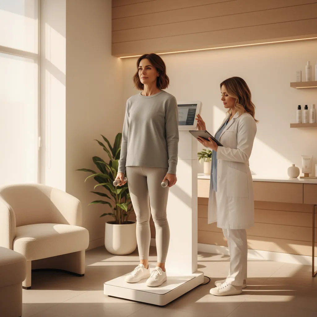 Patient using InBody body composition analyzer