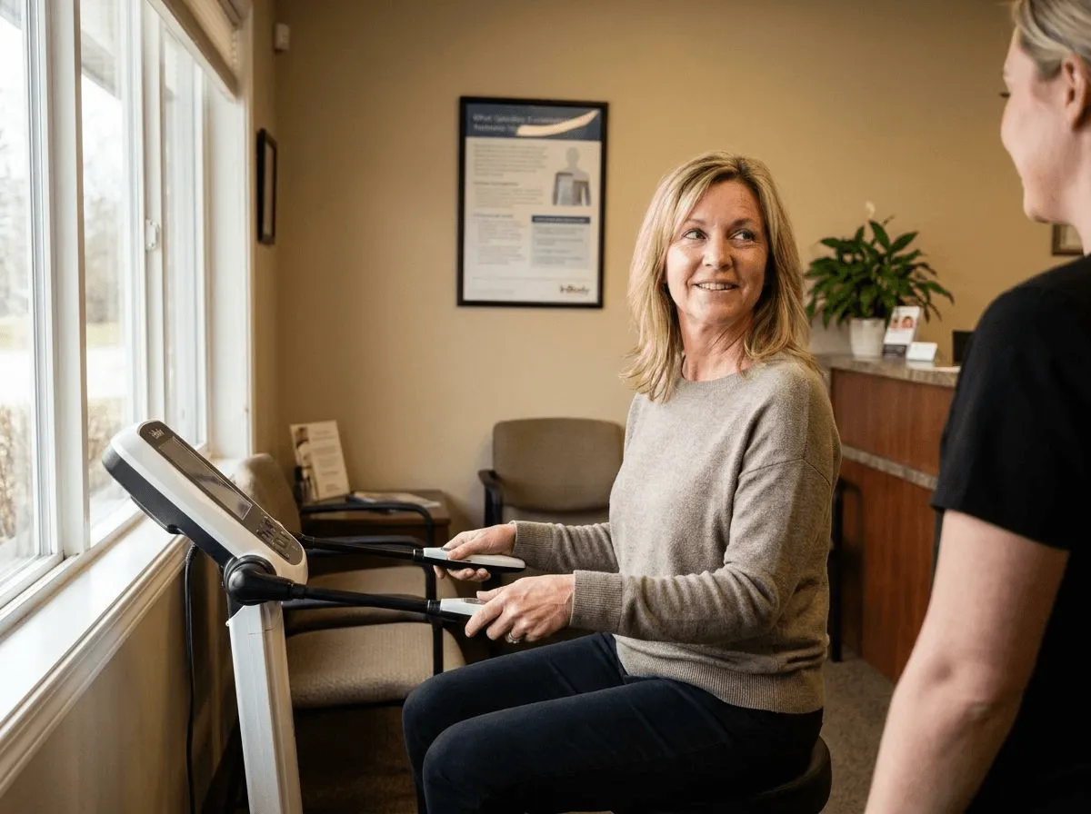 Patient using InBody body composition analyzer