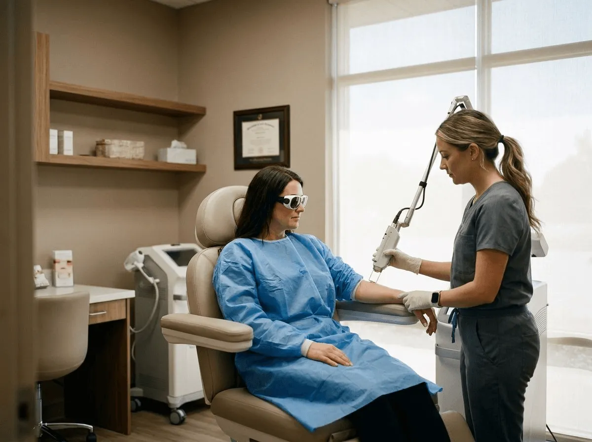 Medical-grade laser hair removal on treatment area