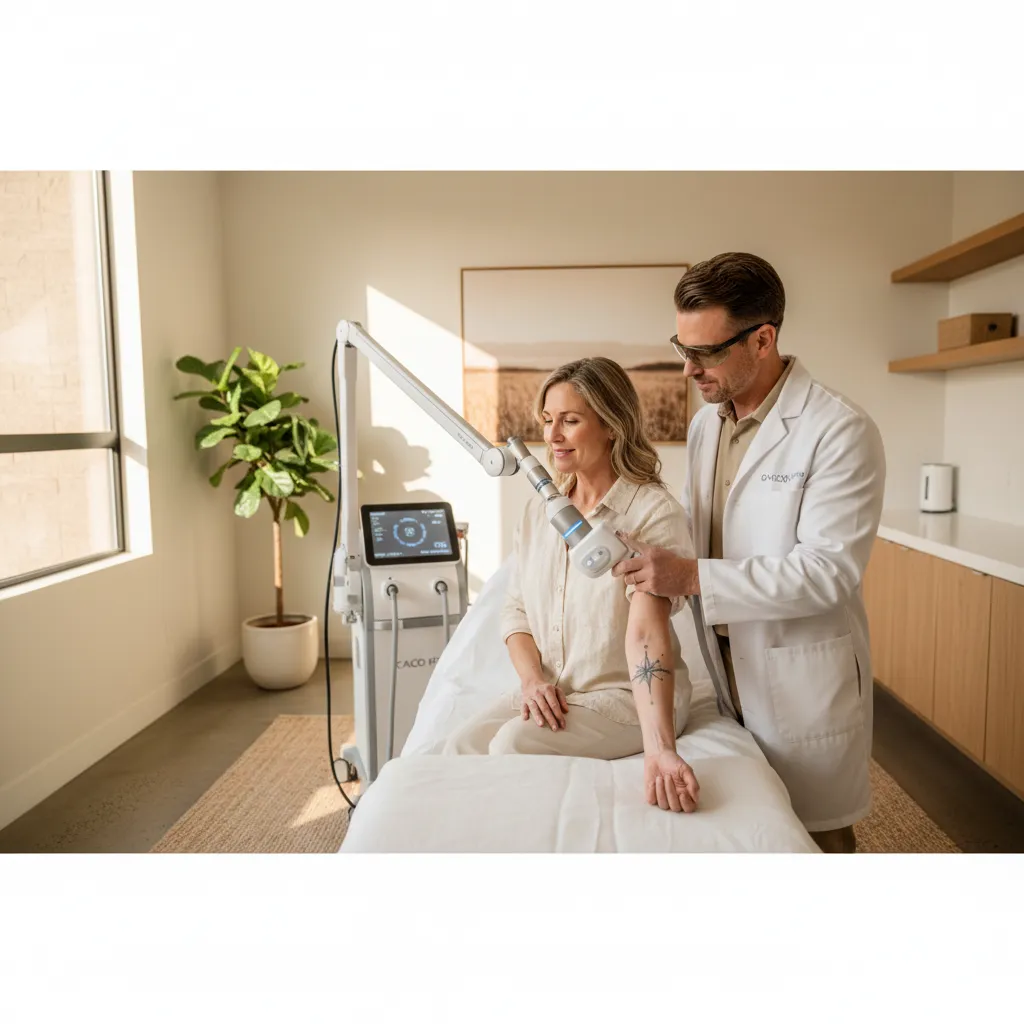 PICO laser tattoo removal treatment in progress at Allen Medical Aesthetics