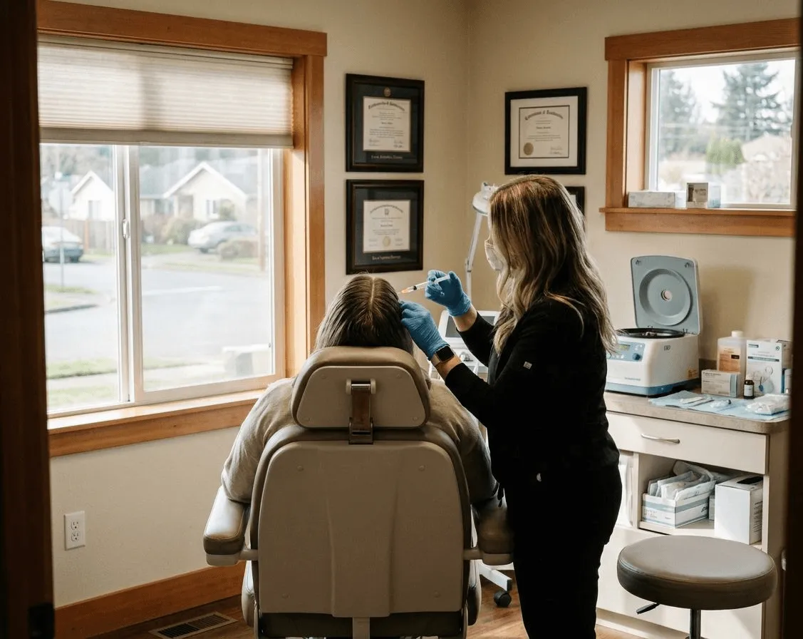 PRF hair restoration treatment with scalp injections