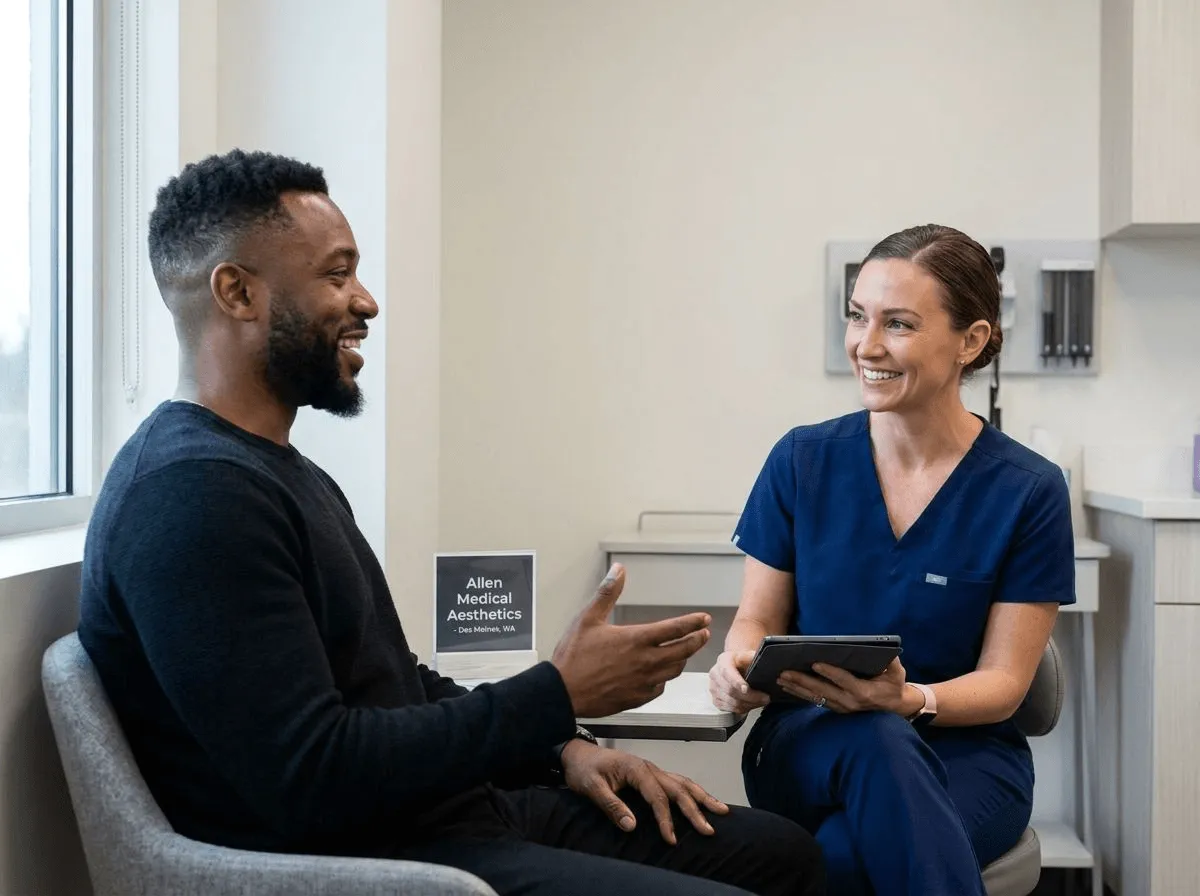 Patient discussing medical weight loss options with a provider at Allen Medical Aesthetics