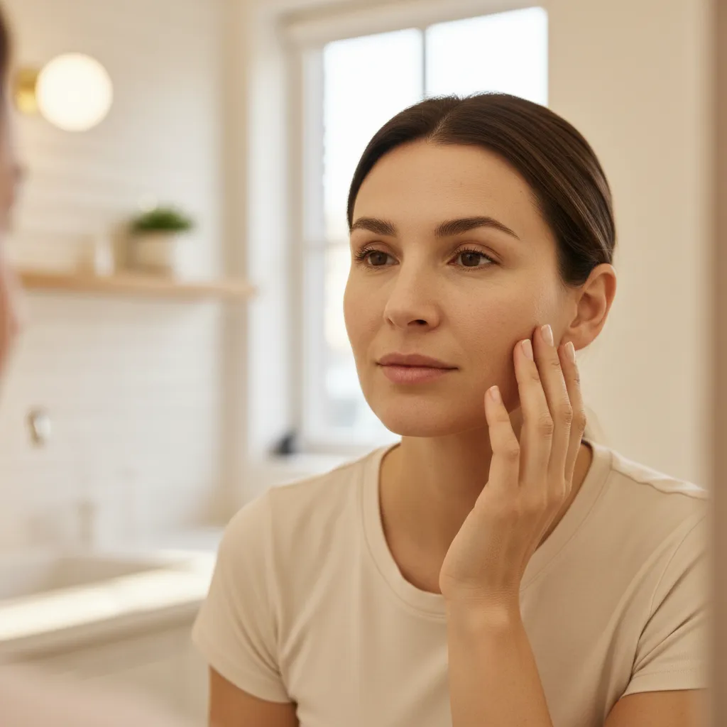 Close-up of natural skin texture in spa environment