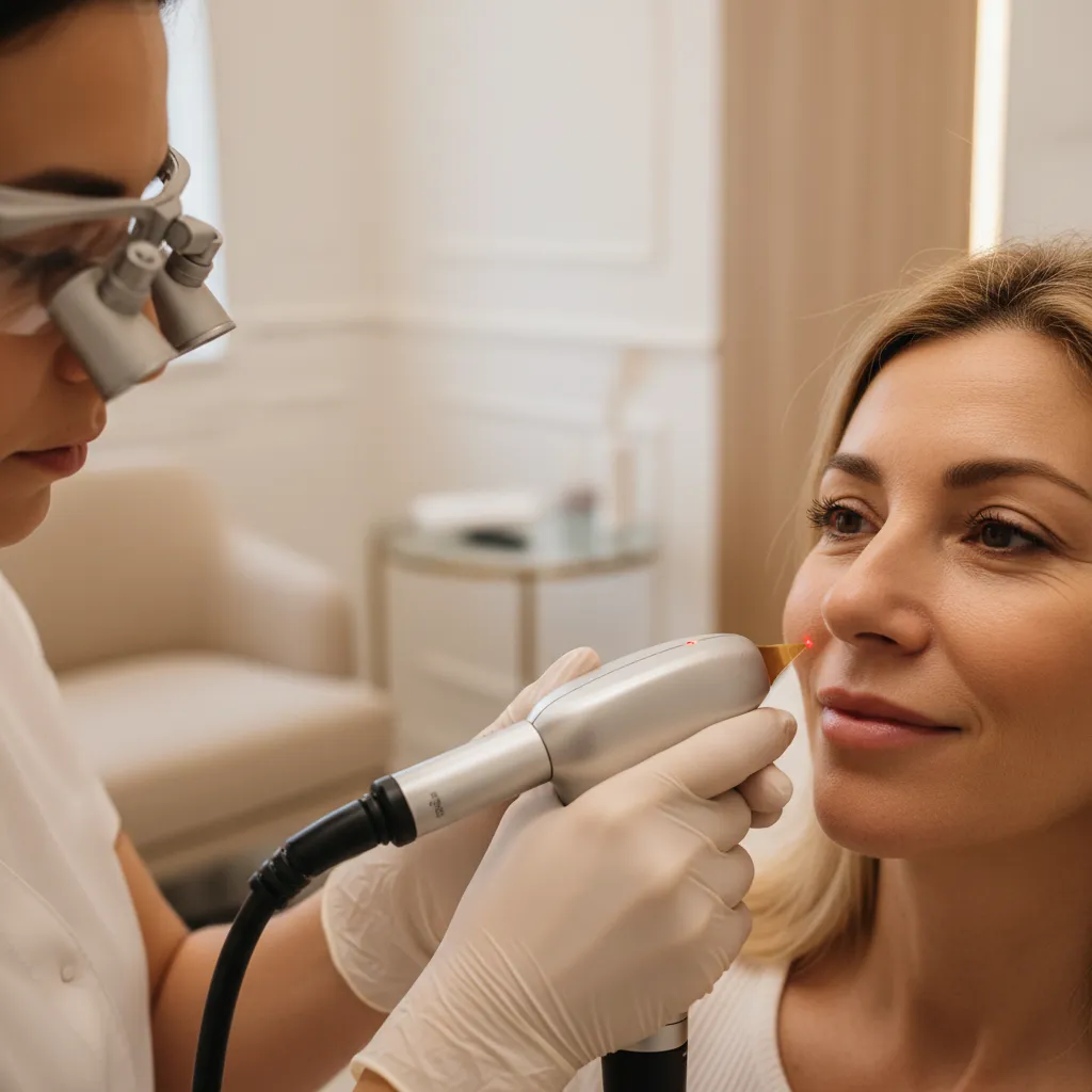 Vascular laser treating spider veins