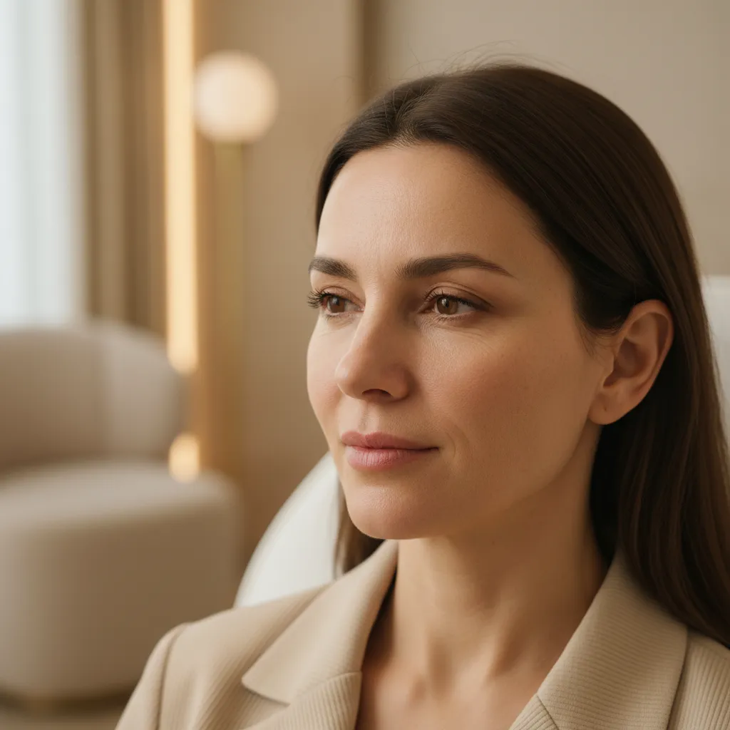 Portrait showing facial contours with soft directional light