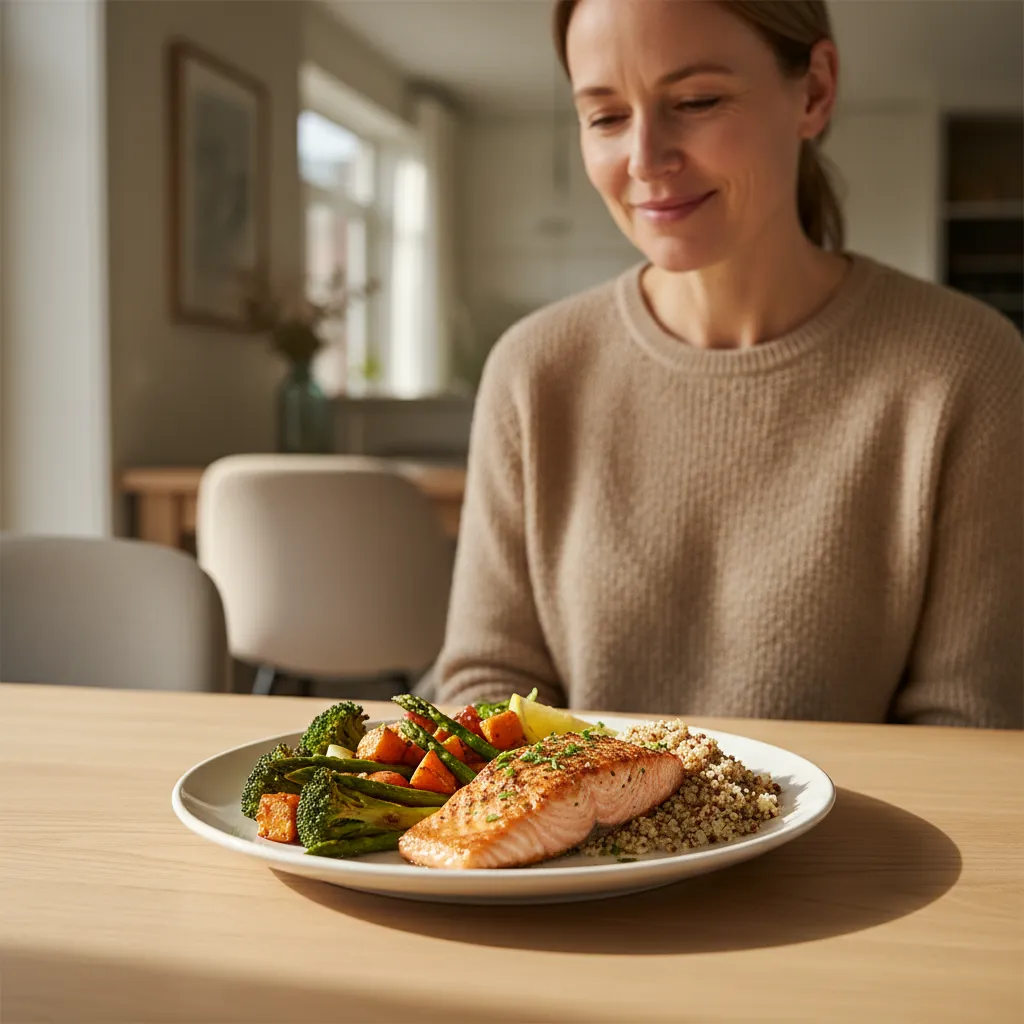 Healthy high-protein meal with grilled chicken, vegetables, and quinoa for tirzepatide patients