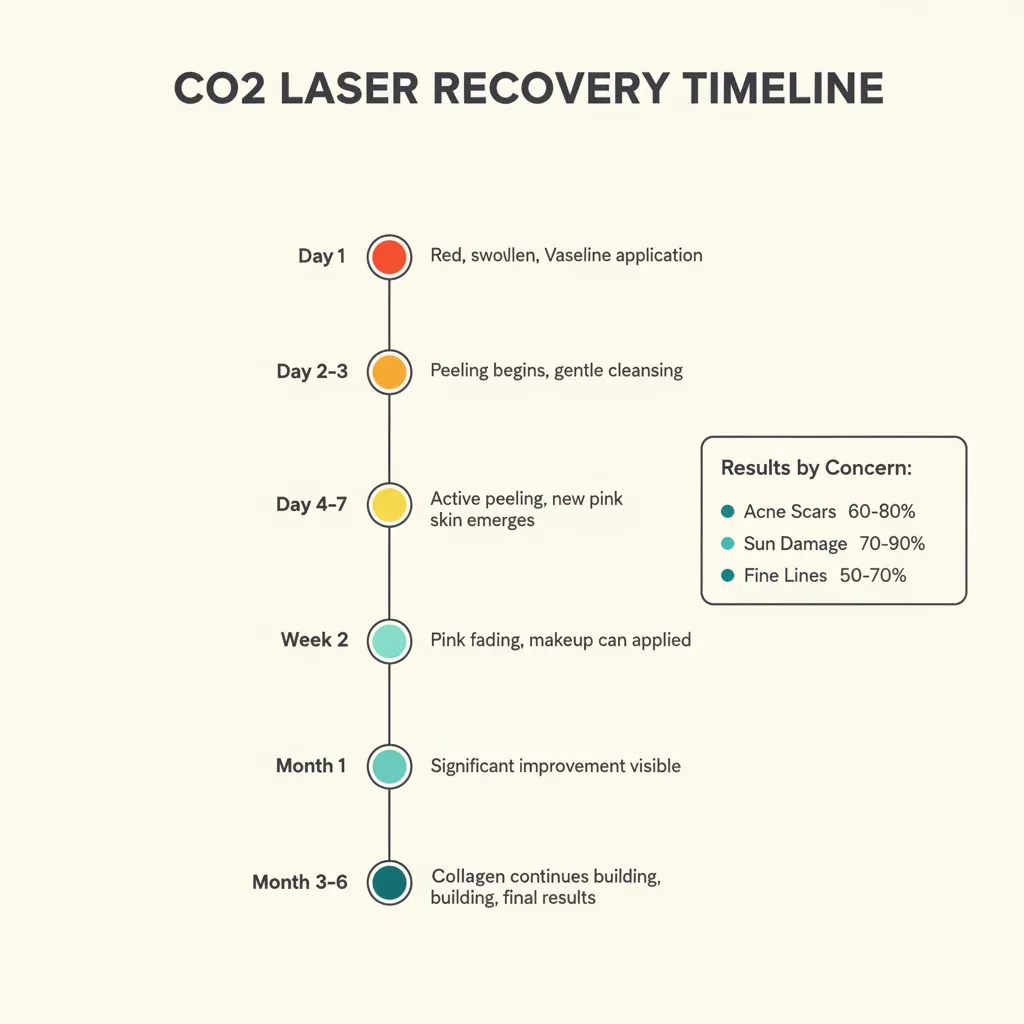 Infographic showing CO2 laser recovery timeline day by day