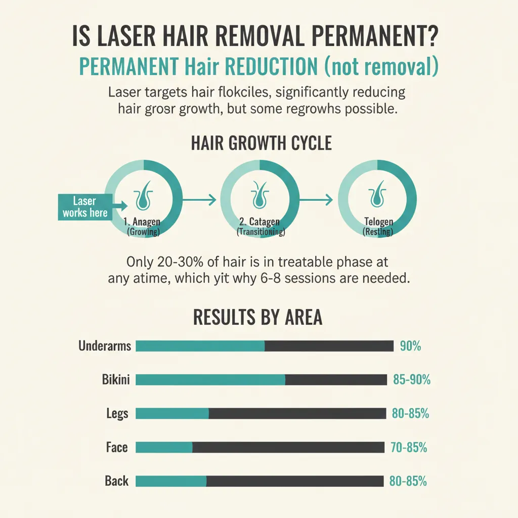 Infographic explaining hair growth cycles and why multiple laser sessions are needed