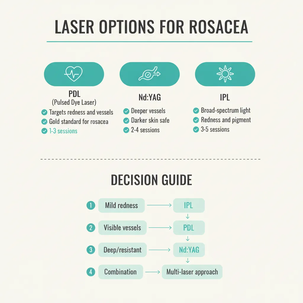 Infographic showing rosacea subtypes and which respond best to vascular laser treatment